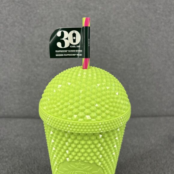 Starbucks Frappuccino Studded Dome Tumbler 16 oz Cup Summer 2025 Neon Lime - Picture 2 of 9